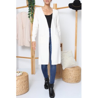 Gilet en maille mi-long blanc